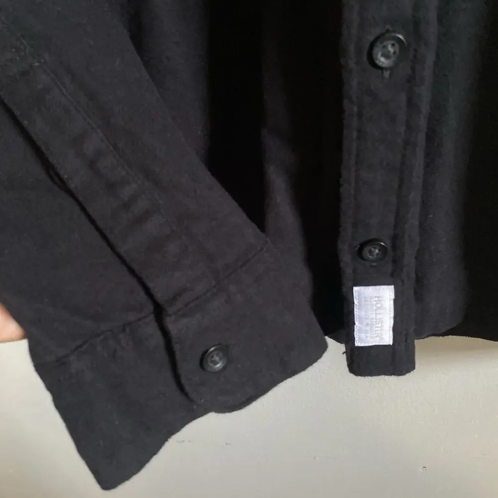 Hollister Men’s Classic Long Sleeve Cotton Button Down Black Shirt XL NWT Preppy